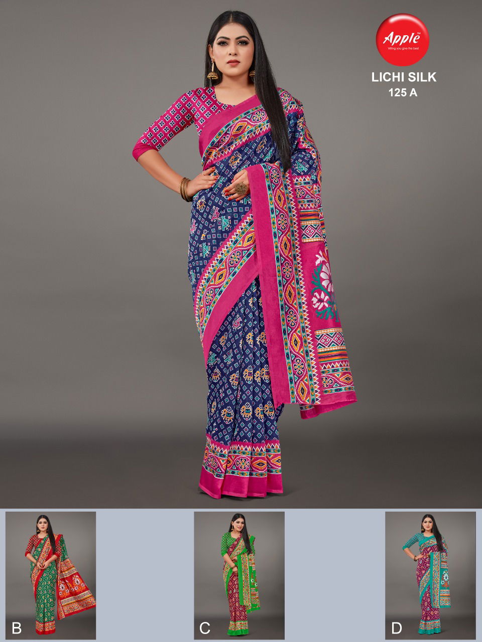 Apple Lichi Silk 125 Regular Wear Printed Latest Silk Saree Collection